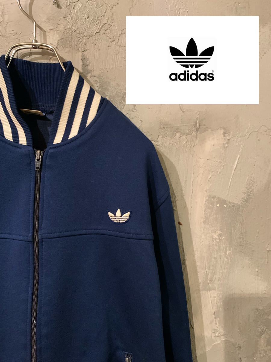 2022高い素材 西ドイツ 70s vintage デサント社 紺×白 ジャージ adidas 割引購入 70〜80s 西ドイツvintage デサント製 紺×白 adidas ジャージ