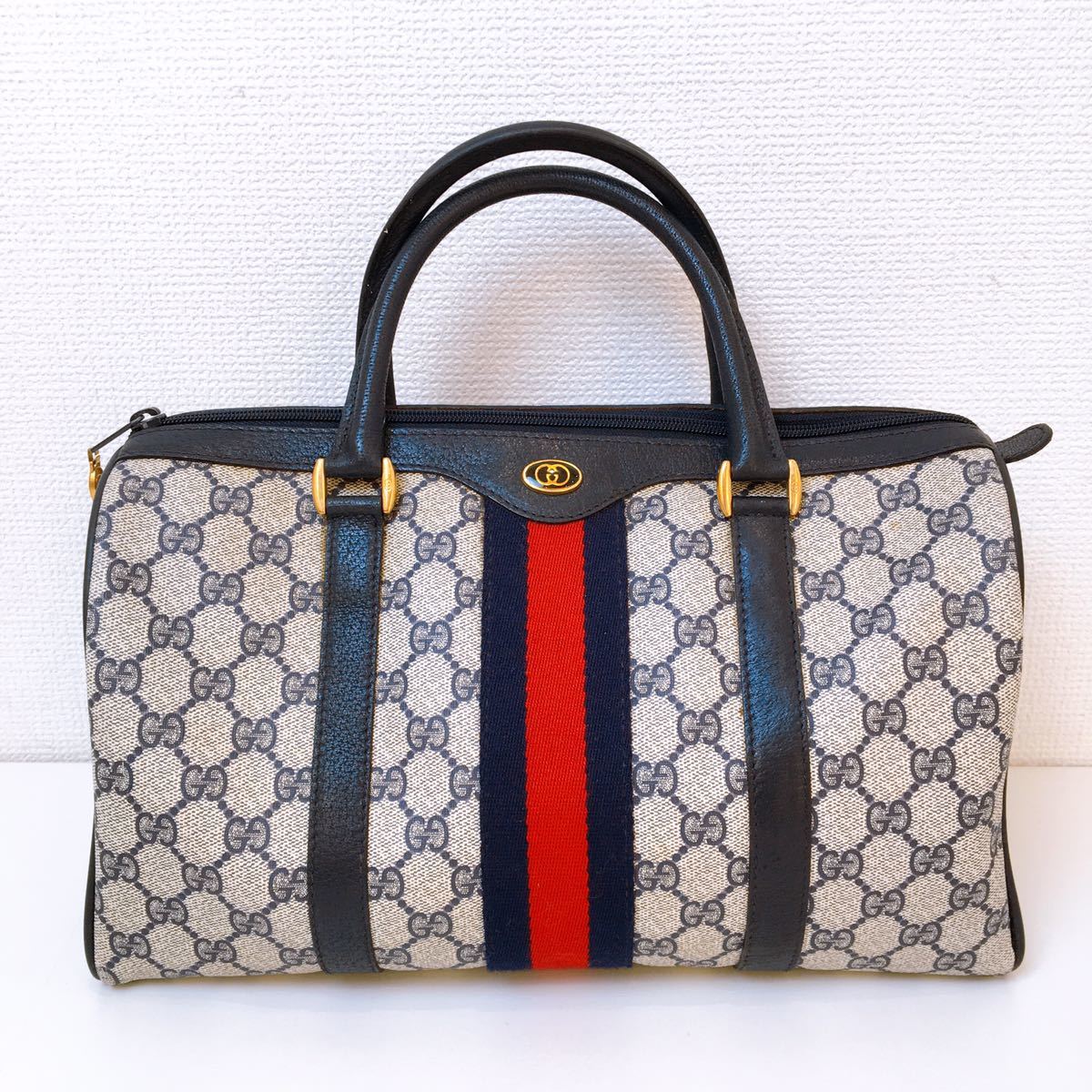 中古】GUCCI オールド グッチ シェリーライン GG柄 PVC ミニ ボストン