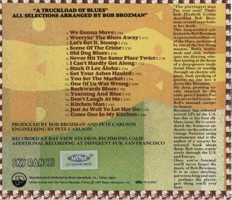 Bob Brozman【国内盤 Blues CD】 A Truckload Of Blues (P-Vine PCD-2789) 1994年 ギター・マガジン監修・Slide Guitar