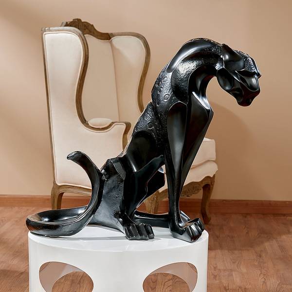 大注目】 黒いジャガーのオブジェ モダンデザイン彫刻インテリア置物