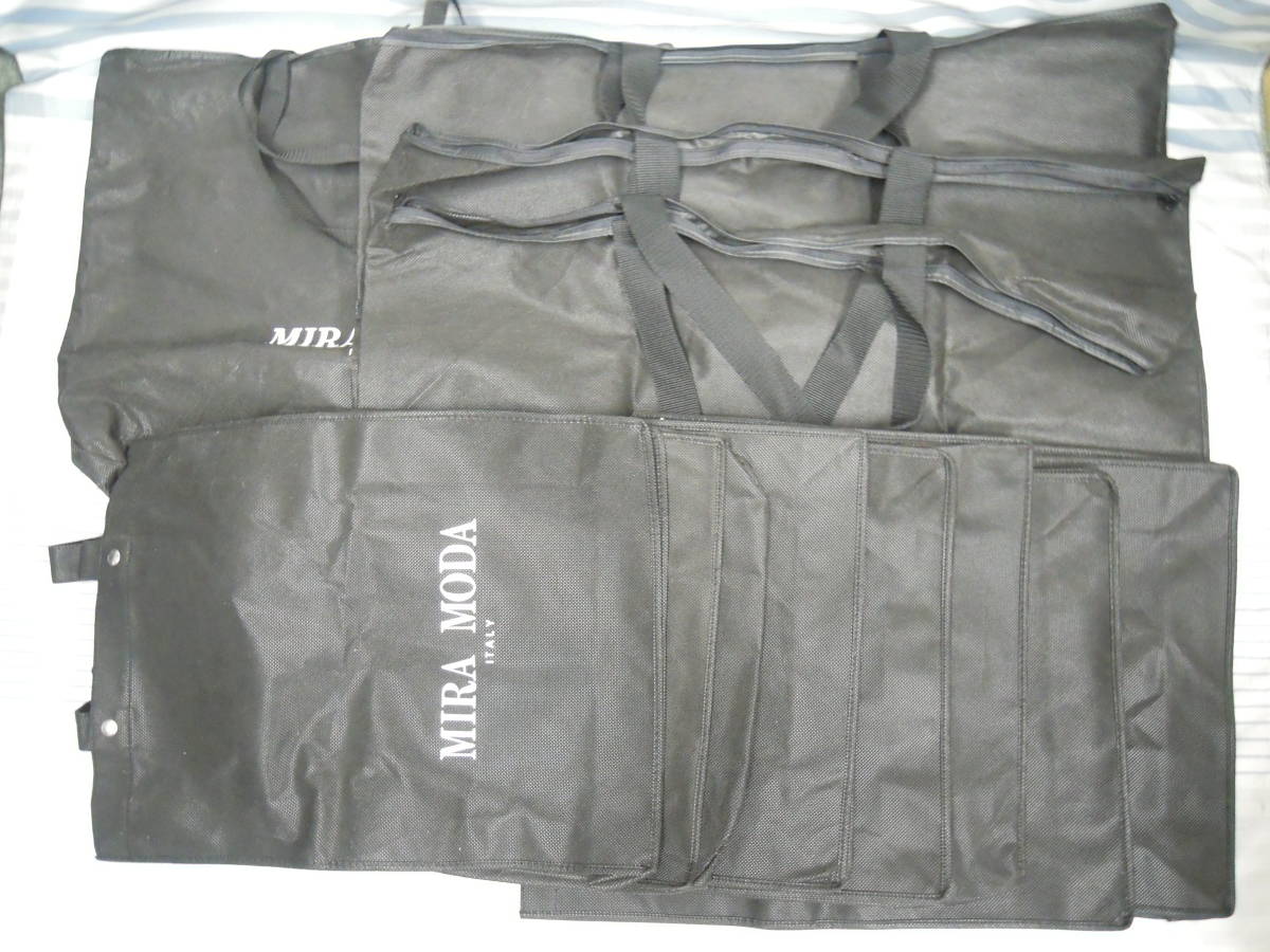 (う-D1-166) MIRA MODA ミラモーダ　ITALY　エコバッグ　ブラック　まとめて　12枚　収納袋　整理袋　中古_画像1