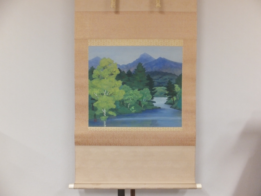 真作保証】 谷口英雄 直筆 共箱 二重箱 山湖 日本画家 日展 コレクター