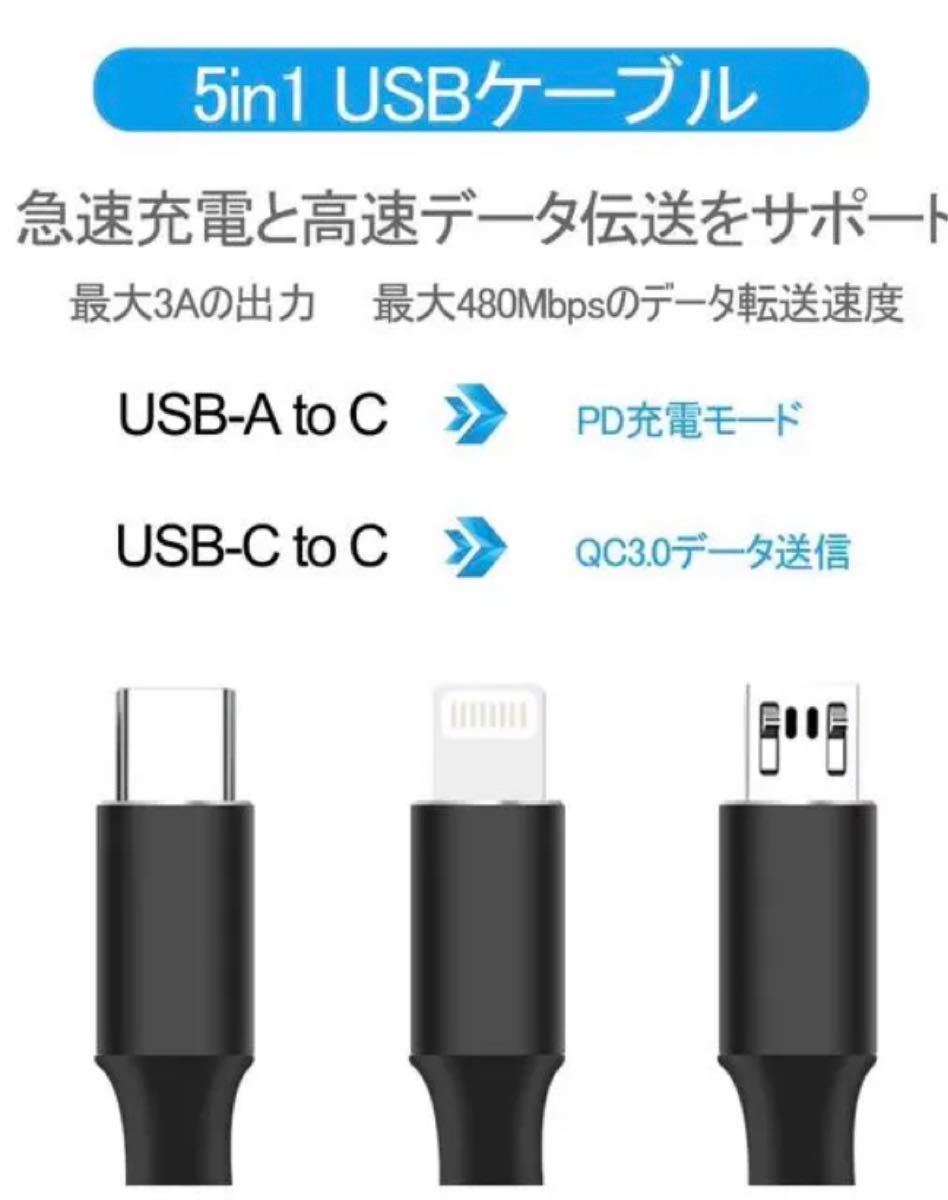 一本六役 USB 充電ケーブル ライトニング ケーブル Type