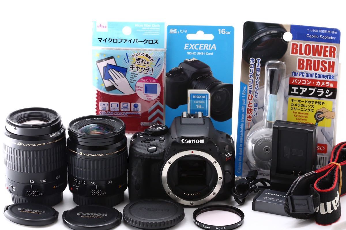 ブラック系人気ブランドをcanon eos kiss x7 ダブルレンズセット☆付属 大人気商品 ★付属品多数★Canon ダブルレンズキット X7 Kiss EOS デジタルカメラ