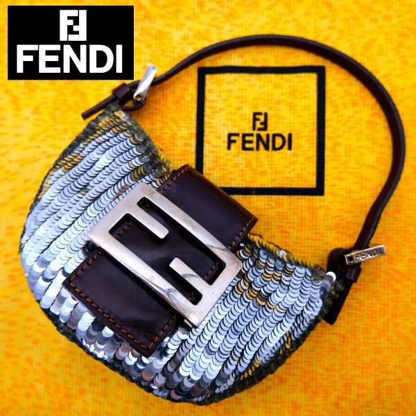 1円~ 美品 FENDI フェンディ スパンコール ビーズ マンマバケット