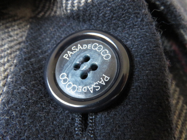■新品同様【 PASA DE COCO 】パサデココ 高級 濃紺 チェック ウール コート【36】7号 S 送料 日本製 ネイビー c756_画像3