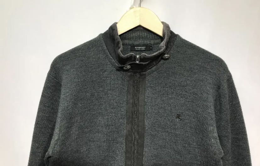 【大特価!!】BURBERRY BLACK LABEL バーバリーブラックレーベル ニットライダースジャケット グレー M 冬 卯年 うさぎ年 新春セール■