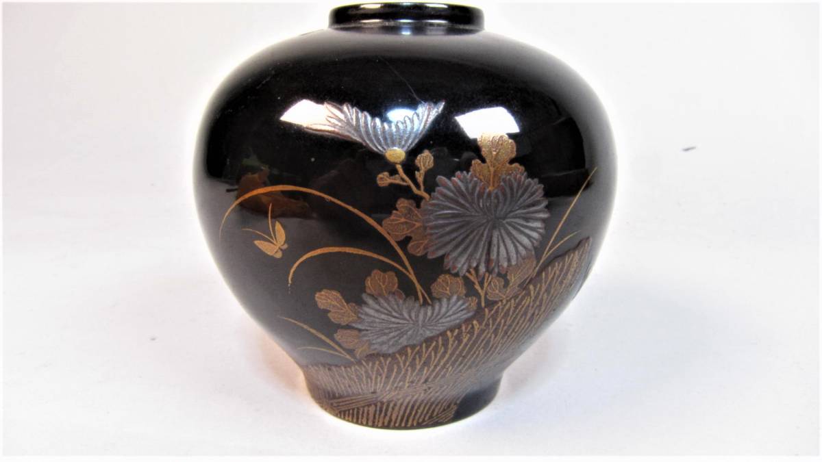 〇 蒔絵小壺・垣根に菊・蒔絵・漆小壺 (漆5) | noonanwaste.com
