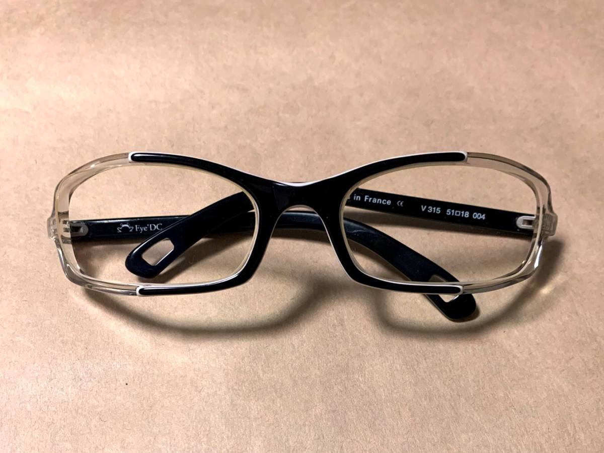 Eye'DC アイディーシー V315 メガネ ブラック×ホワイト×クリア 未使用 ケース付き 送料無料 眼鏡IDC黒×白×透明 フランス製ヴィンテージ_画像3