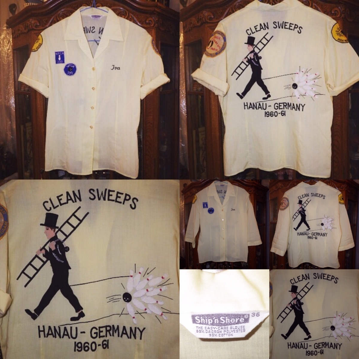 【福袋セール】 一撃落札★60'S★Ship'n SWEEPS★ビンテージ★刺繍★ドイツ★USA★七分袖★シルクハット★紳士 Shore★ボーリングシャツ★S★CLEAN その他の袖丈