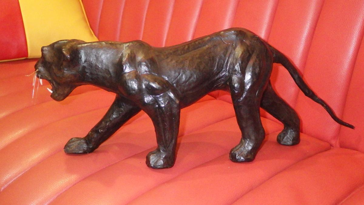  Vintage * black Panther * objet d'art * ornament * black .* leather * hand made *50\'S* rockabilly * lock n roll *USA miscellaneous goods interior 