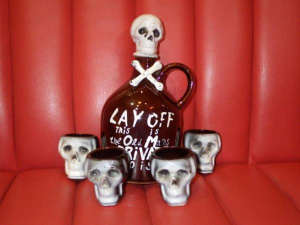 50\'S* Skull * decanter * set * Vintage * skull *poizn bottle *. bin *USA miscellaneous goods * interior miscellaneous goods lock n roll * rockabilly * skeleton 