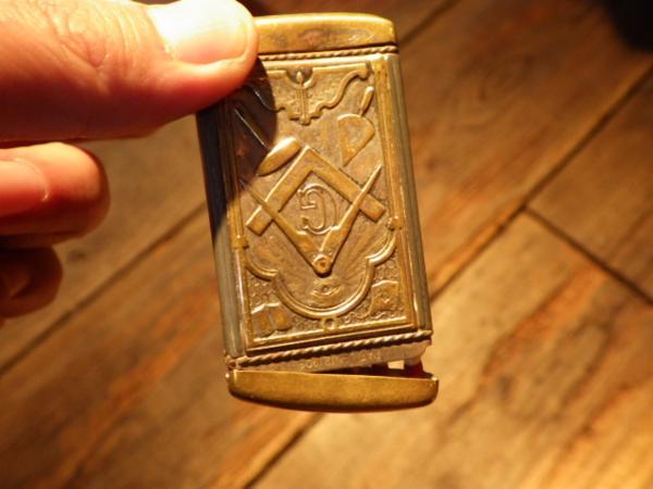  antique * Freemason * Match case * Match inserting * Vintage * lighter * secret society * pill case low Match USA miscellaneous goods collection 