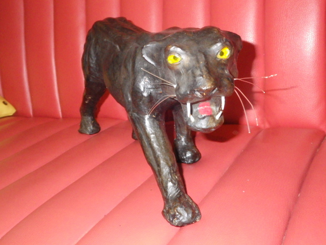  Vintage * black Panther * objet d'art * ornament * black .* leather * hand made *50\'S* rockabilly * lock n roll *USA miscellaneous goods interior 