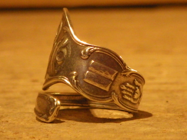  one . successful bid * Vintage *odo Fellows * spoon ring *21 number *61.8mm* ring * sterling silver * Freemason *IOOF* secret society 