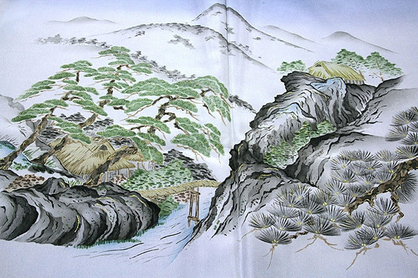 [ peace comfort shop ] #[ scenery pattern ].. darkening dyeing men's . feather silk long kimono-like garment #