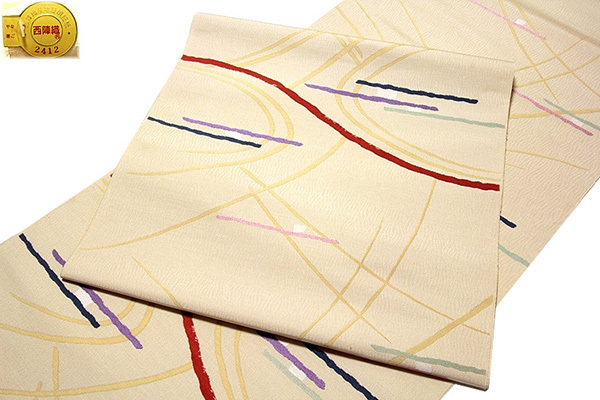 大注目】 [和楽屋] □京都西陣織 「にんな織物謹製」 幾何学縞
