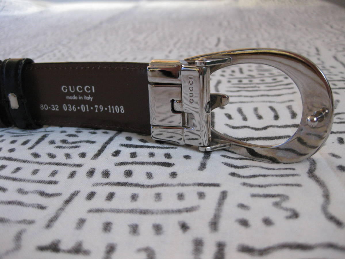美品 90s GUCCI グッチ Gロゴ リバーシブルベルト 80 32 036 01 79