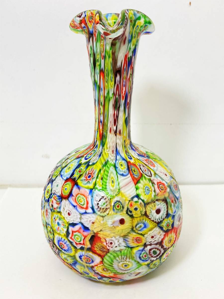 購入廉価 ムラーノガラス ベネチアンガラス 花器 花瓶 ミルフィオリ ヴェネツィアンガラス 花瓶