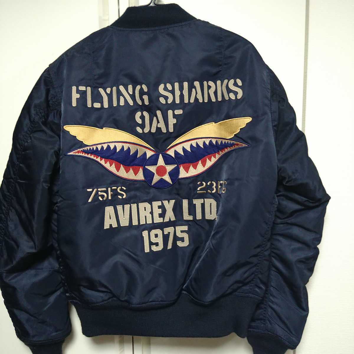 AVIREX/メンズM/MA-1フライトジャケット/FLYING SHARKSフライングシャークス/ネイビー/6172151/ジャンパー・ブルゾン/N-3B等出品中