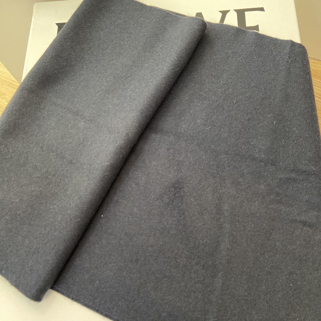 LOEWE ロエベ カシミア100% アナグラム刺繍マフラー ネイビー スカーフ