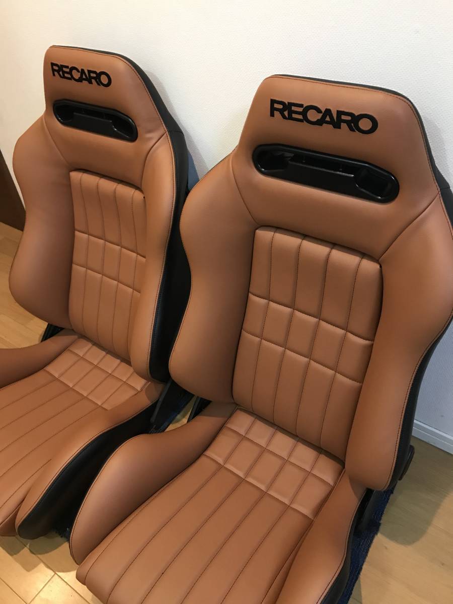 2脚セット レカロ SR3 張り替え 未使用品 ブラウン×黒 センター