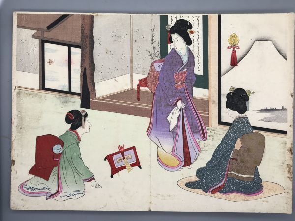 艶本「吾妻栞」1帖 色刷13見開き 套印木版画 枕絵春画浮世絵 艶本「吾妻栞」1帖 色刷13見開き 套印木版画 枕絵春画浮世絵