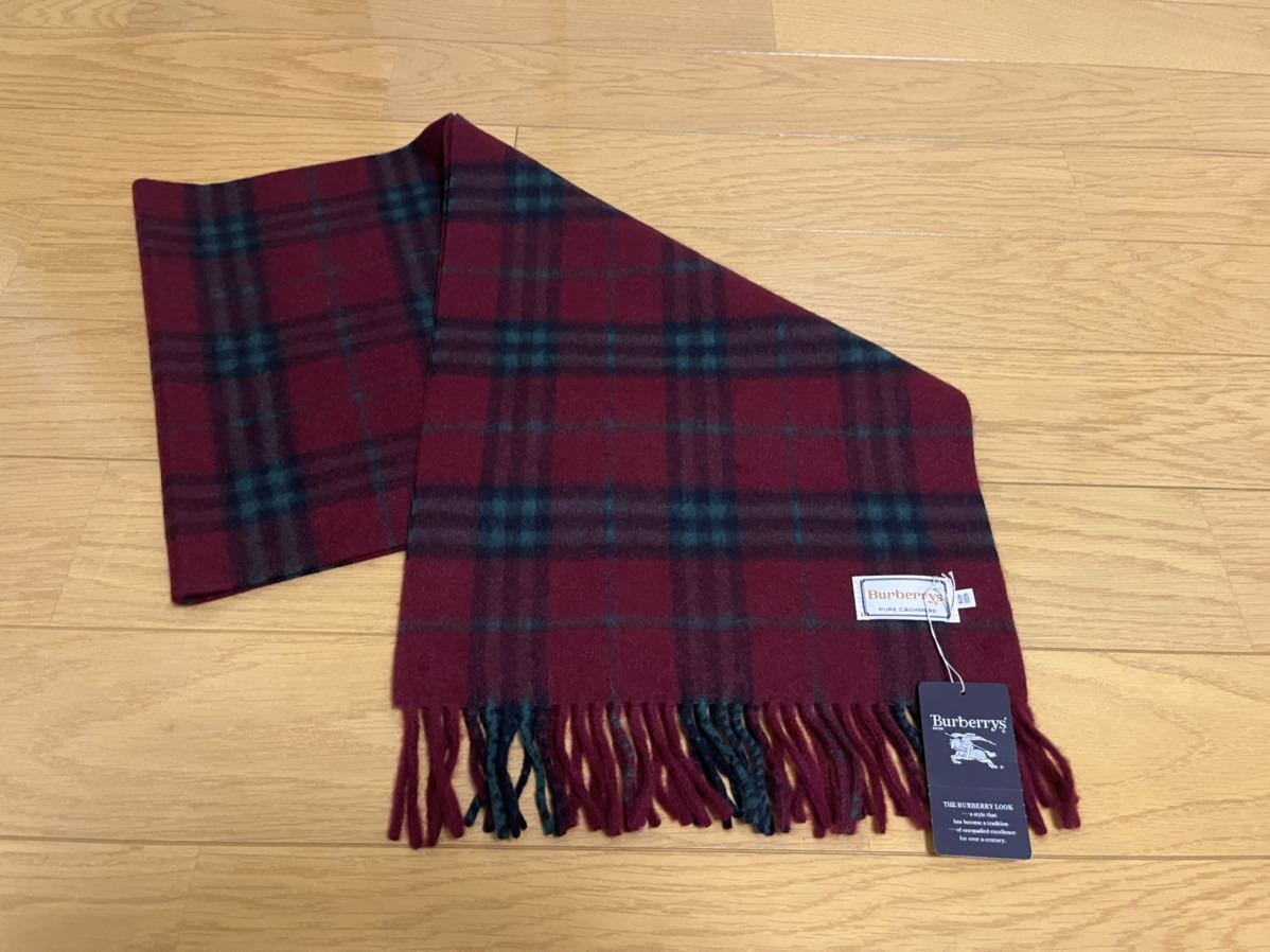 BURBERRY バーバリー マフラー カシミア100% タグ付き未使用品 エンジ