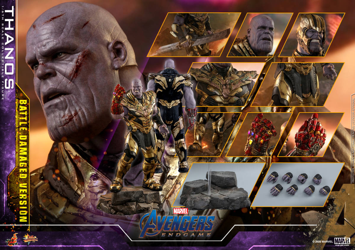 新品未開封 ホットトイズ MMS564 アベンジャーズ／エンドゲーム サノス バトルダメージ版 1/6 フィギュア Thanos Battle Damaged Version_画像1