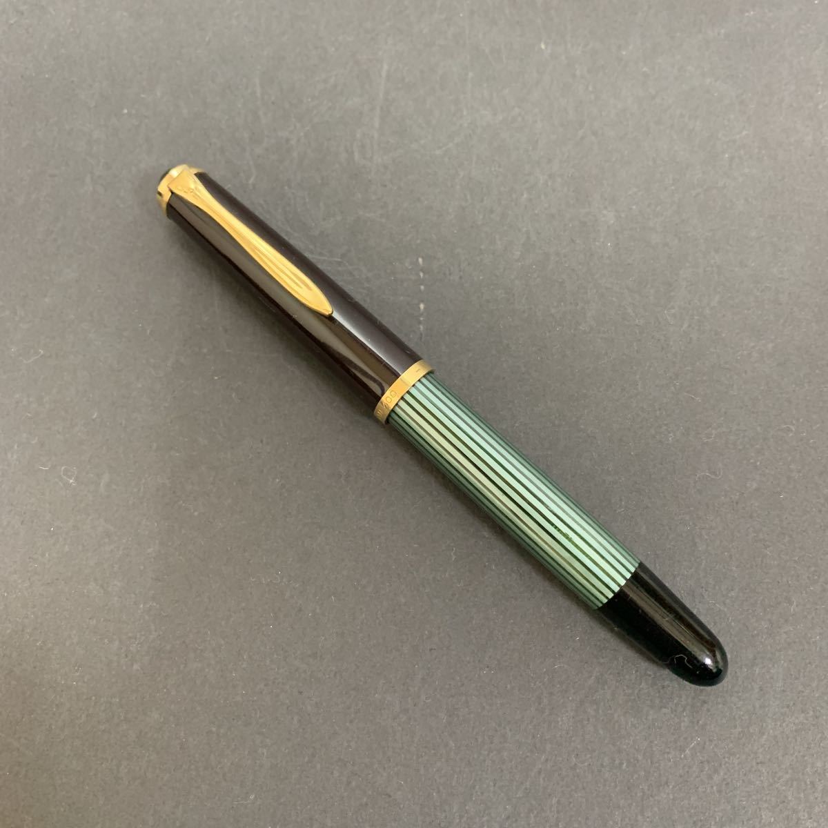 PELIKAN ペリカン 万年筆 400NN 緑縞 ペン先 585 14c GERMANY キャップ