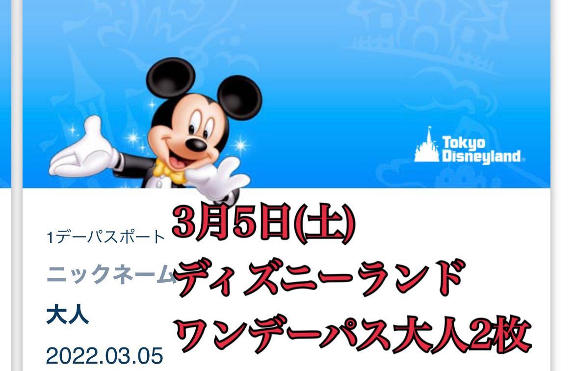 3月5日 土 ディズニーチケット ディズニーランド 大人2枚 Tdl 3 5 入場制限中 ディズニーリゾート 1デーパスポート ディズニー リゾート共通券 売買されたオークション情報 Yahooの商品情報をアーカイブ公開 オークファン Aucfan Com