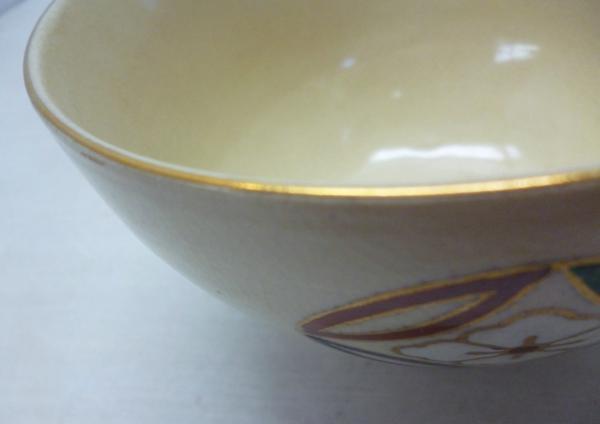 ★ 70216 茶碗 「 丸菱花紋 」 φ12xH7.6cm 陶器 陶磁器 茶道具 抹茶 茶碗 中古 ★*_画像4