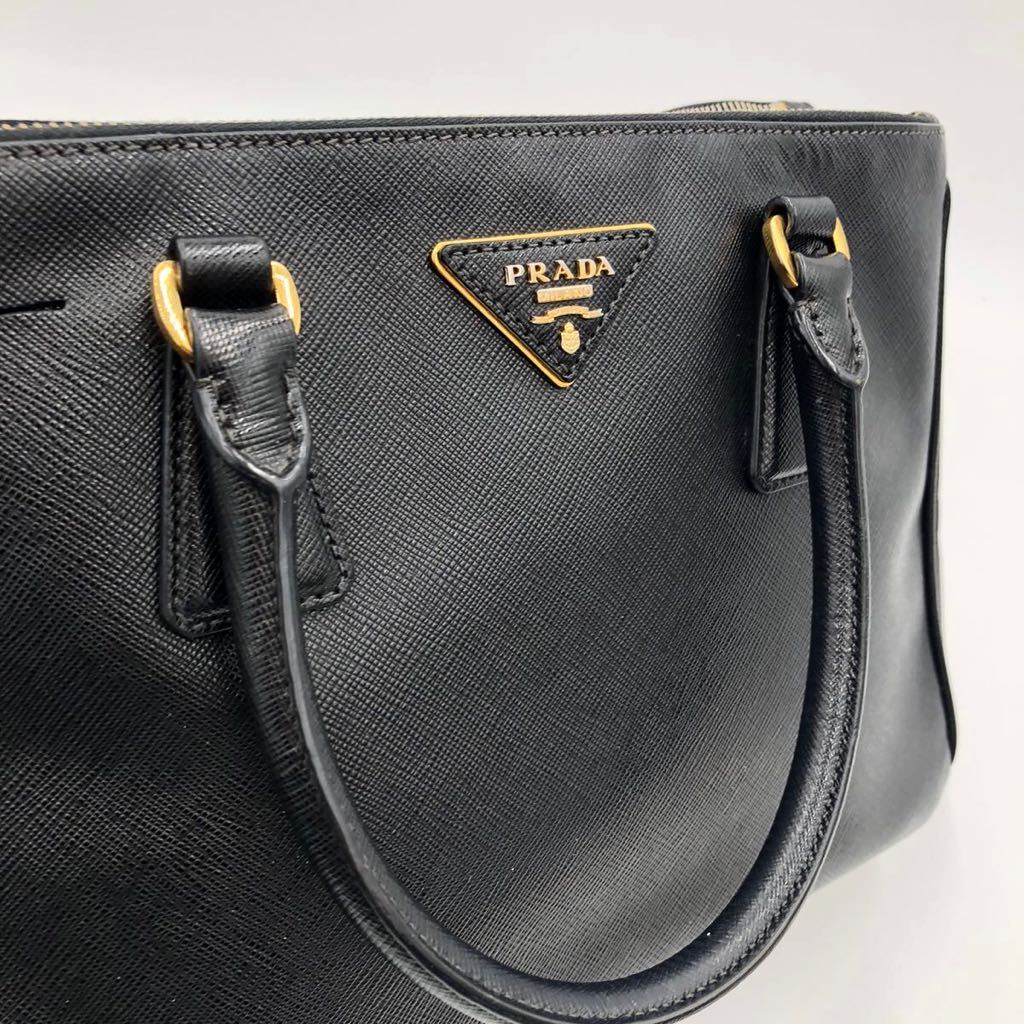 1円〜【美品】ガレリア PRADA プラダ サフィアーノレザー ブラック