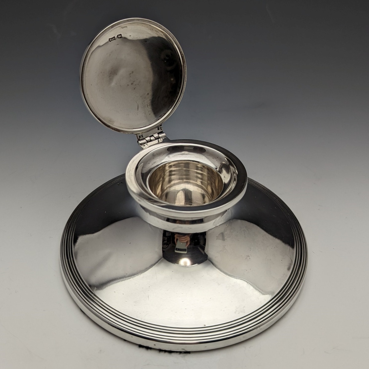 1926年 英国ヴィンテージ 純銀製 インク壺 279g Walker&Hall