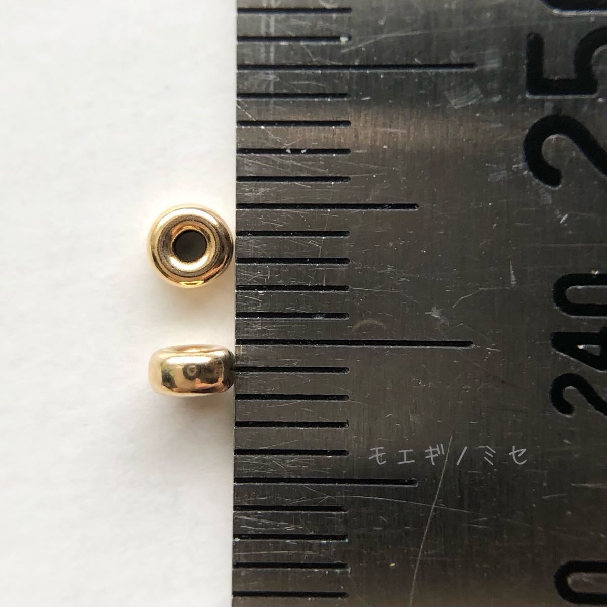 18金 ロンデルビーズ 3mm 4個セット k18 アクセサリー パーツ 18k フラットビーズ ハンドメイド スペーサー