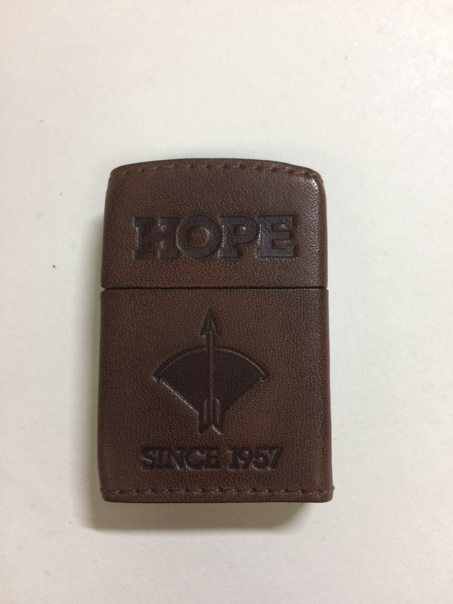  未使用 非売品 ZIPPO ジッポー HOPE ホープ 茶革巻き レザー オイルライター