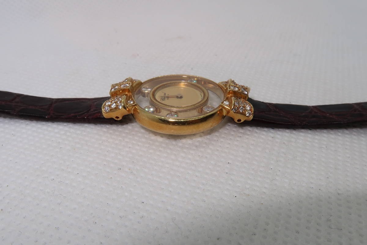 *0 Chopard happy diamond S20/5335 YG purity ribbon lady's quartz wristwatch 0*