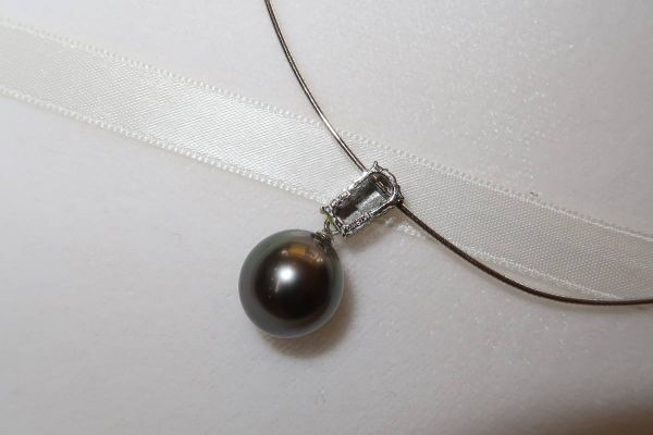 ♪♪真珠 パール 11.9㎜玉 750/K18WG ダイヤモンド 0.20ct ネックレス♪♪_画像5