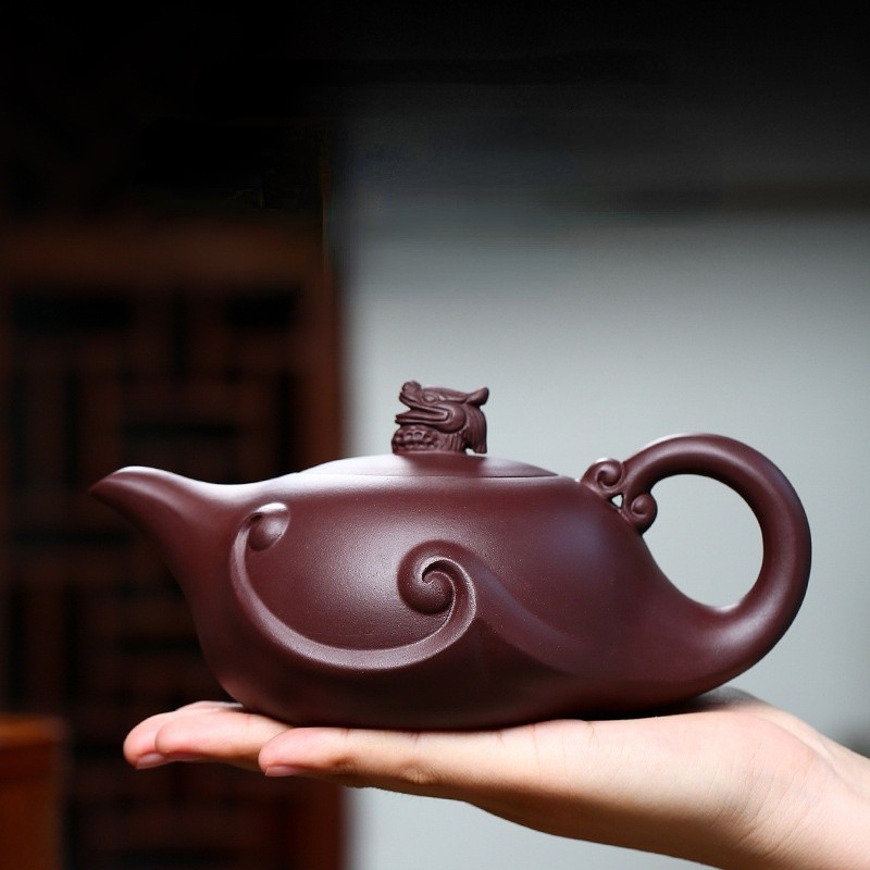 紫砂壺 紫泥 手作りティーポット 中国茶器 カンフーティー 本物 急須 