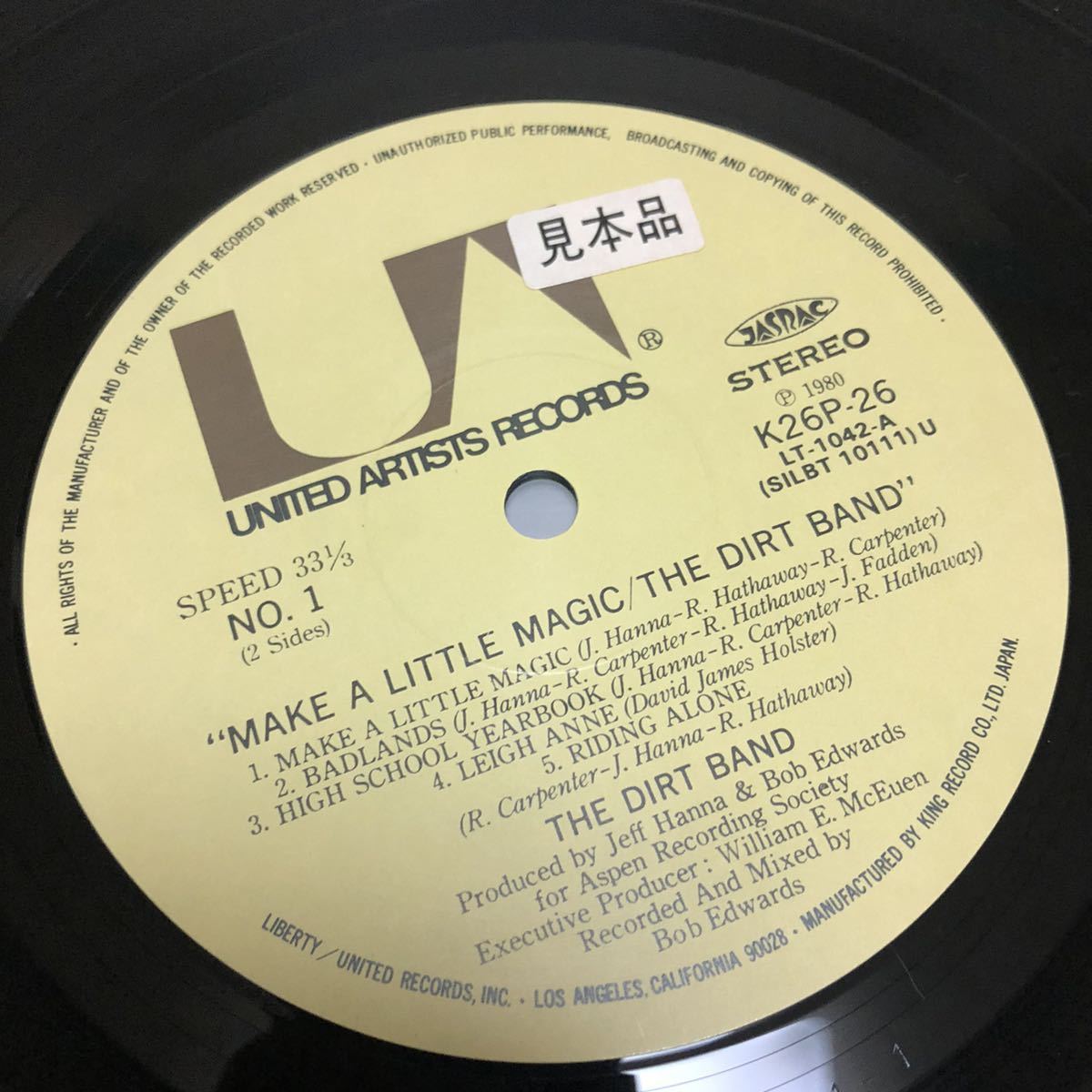 【見本盤国内盤帯付】THE DIRT BAND MAKE A LITTLE MAGIC ダークバンド メイクアリトルマジック/LP レコード/K26P-26/ライナー有/ロック/_画像8