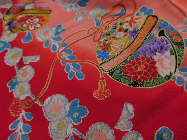  приятный ткань специальный отбор P8755 натуральный шелк "Семь, пять, три" кимоно нижняя рубашка имеется неношеный товар bk