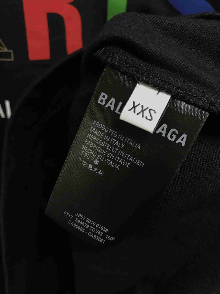 正規 新品 20SS BALENCIAGA バレンシアガ DEMNA GVASALIA デムナ ヴァザリア コットン クルーネック PARIS パリ プリント Tシャツ 黒 XXS_画像4