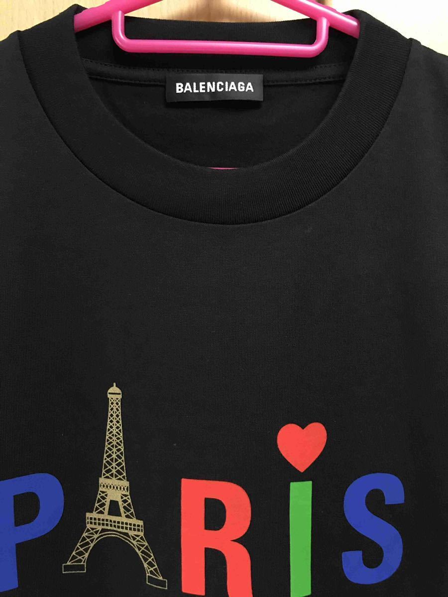 PayPayフリマ｜正規新品 20SS BALENCIAGA バレンシアガ PARIS パリ ロゴ Tシャツ カットソー XS 黒 定価 ¥64 900