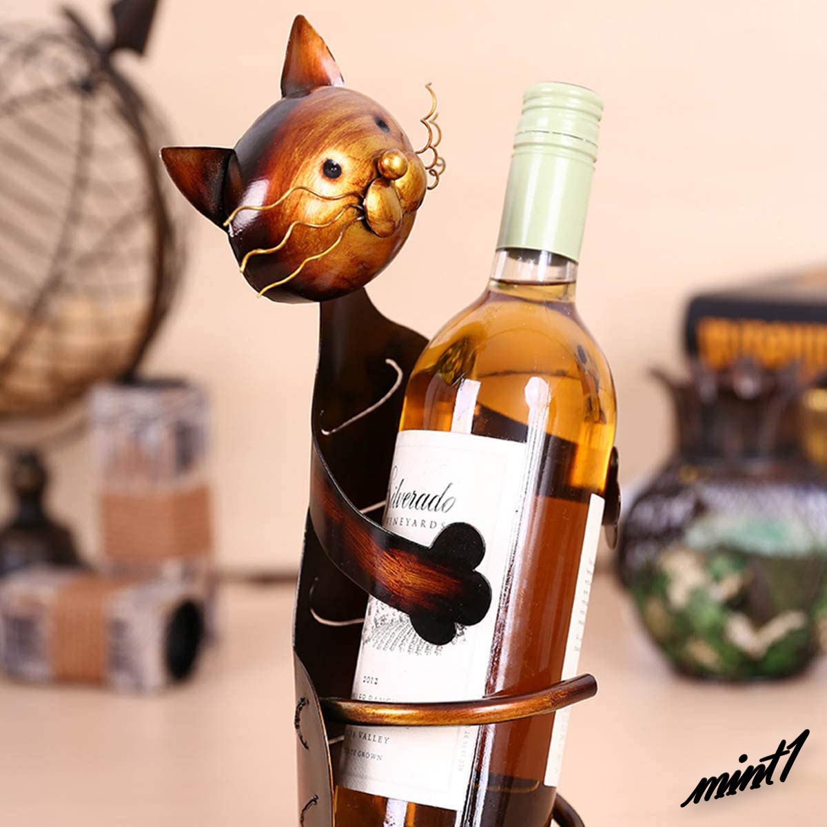【ネコキャッチワインホルダー】 オブジェ キャット 卓上 デスクアート インテリア プレゼント ワイン愛好家 ネコ好き オシャレ 置物