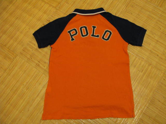 【used】PORO RALPH LAUREN（ポロ・ラルフ・ローレン）半袖ポロシャツ（紺×オレンジ）：120サイズ_画像2