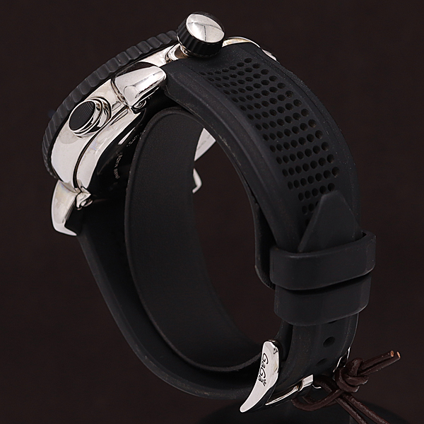 1円 稼働品 ガガミラノ マニュアーレ スポーツ クロノグラフ 7010 黒×白 100M ラバー 箱付 QZ メンズ腕時計