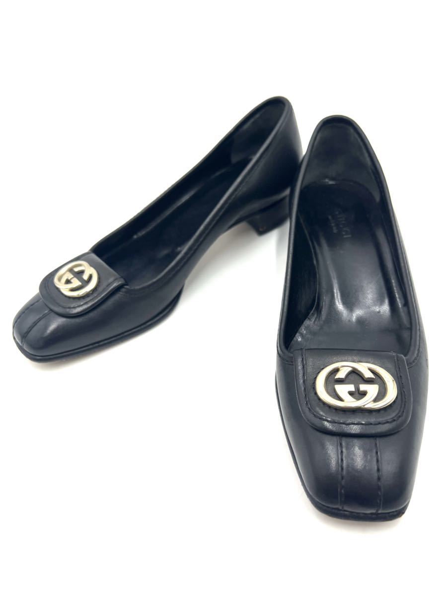 GUCCI グッチ パンプス ヒール レザー GG ステッチ イタリア製