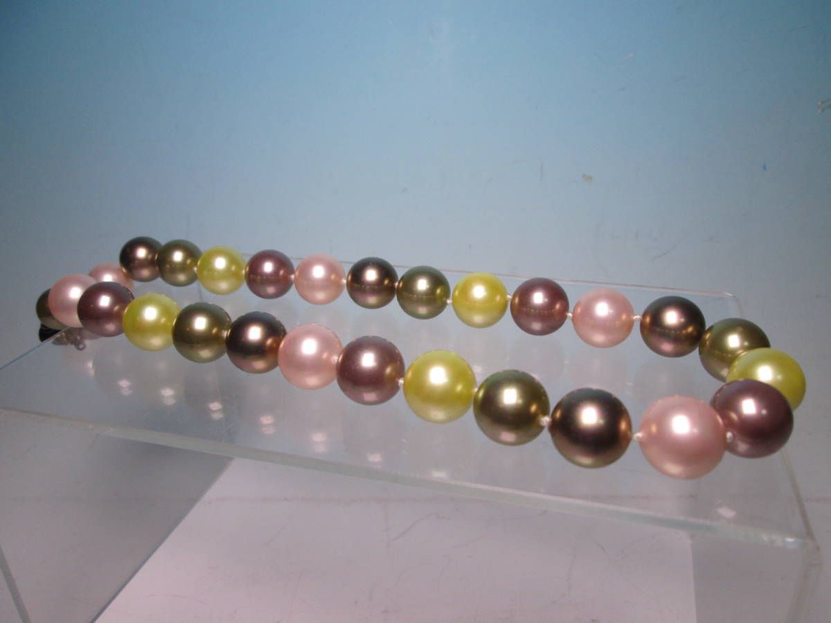 *SILVER pearl kala Full color. very beautiful necklace 116g