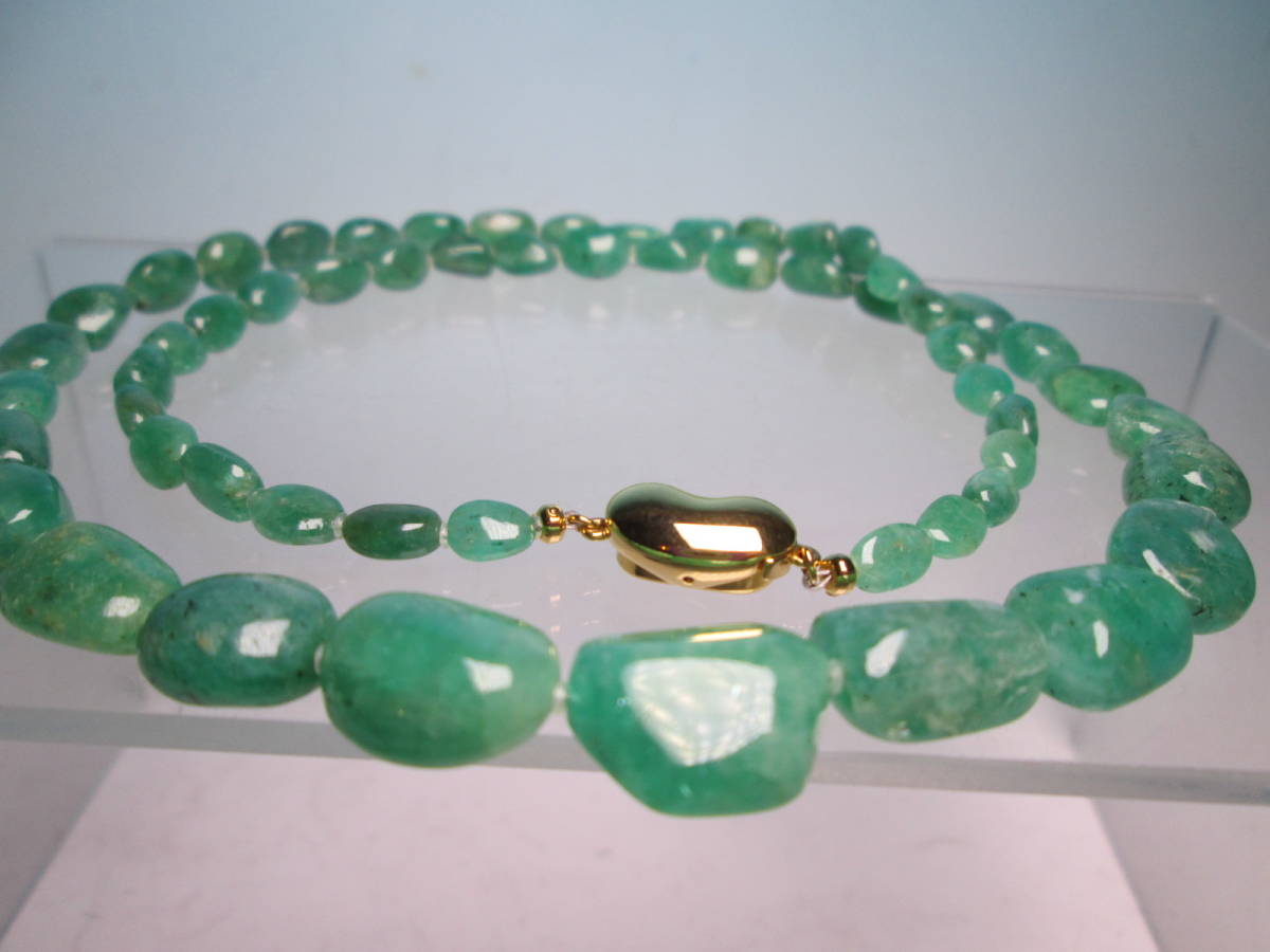 *ESTELLE SILVER green quartz emerald? long necklace also case attaching unused 