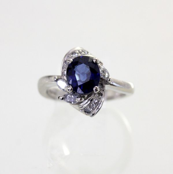 ◎中古美品◎プラチナ　サファイア　1.35ct　ダイヤ　0.21ｃｔ　リング　7.5号